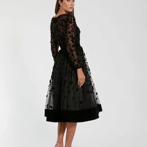 Mac Duggal Black Floral Long Sleeve Dress